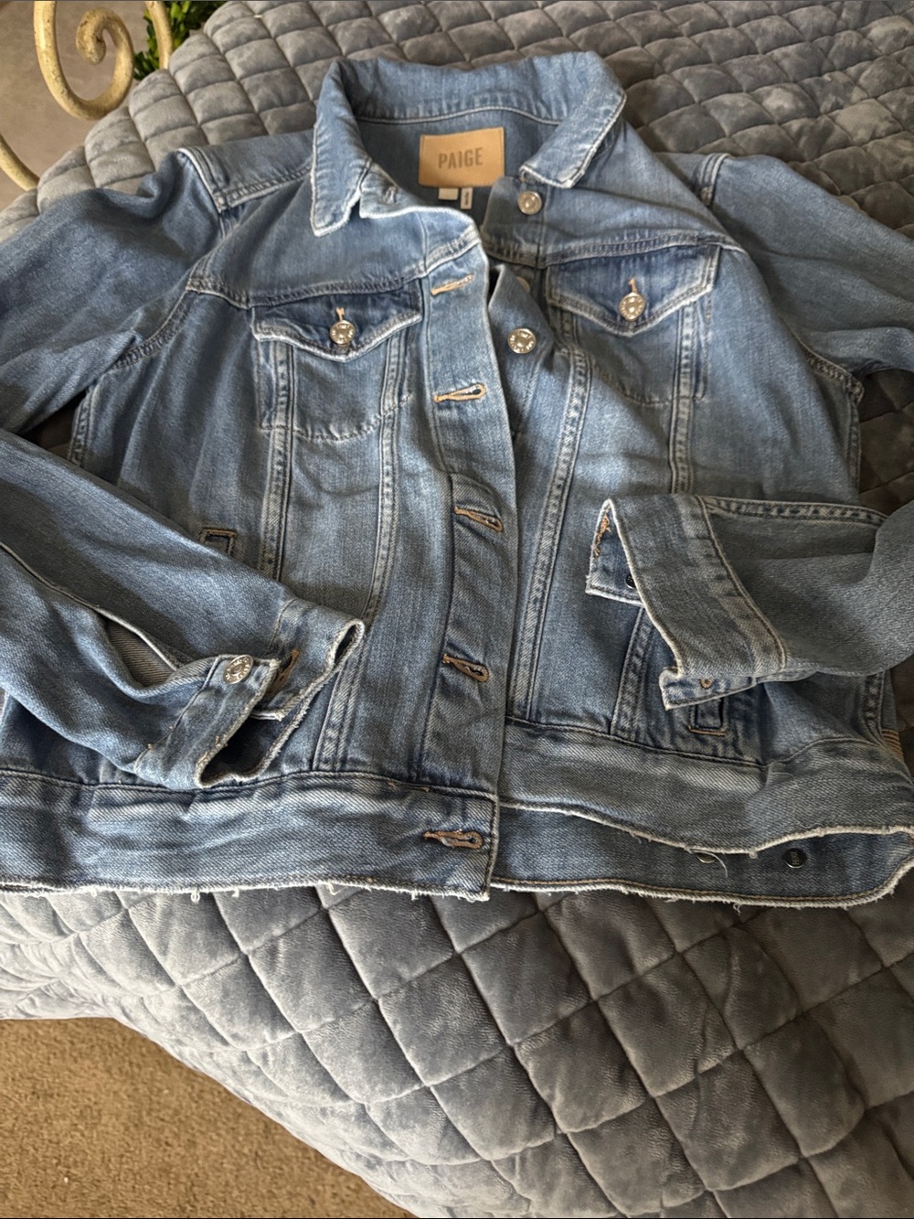 PAIGE Light Blue Washed Denim Jacket